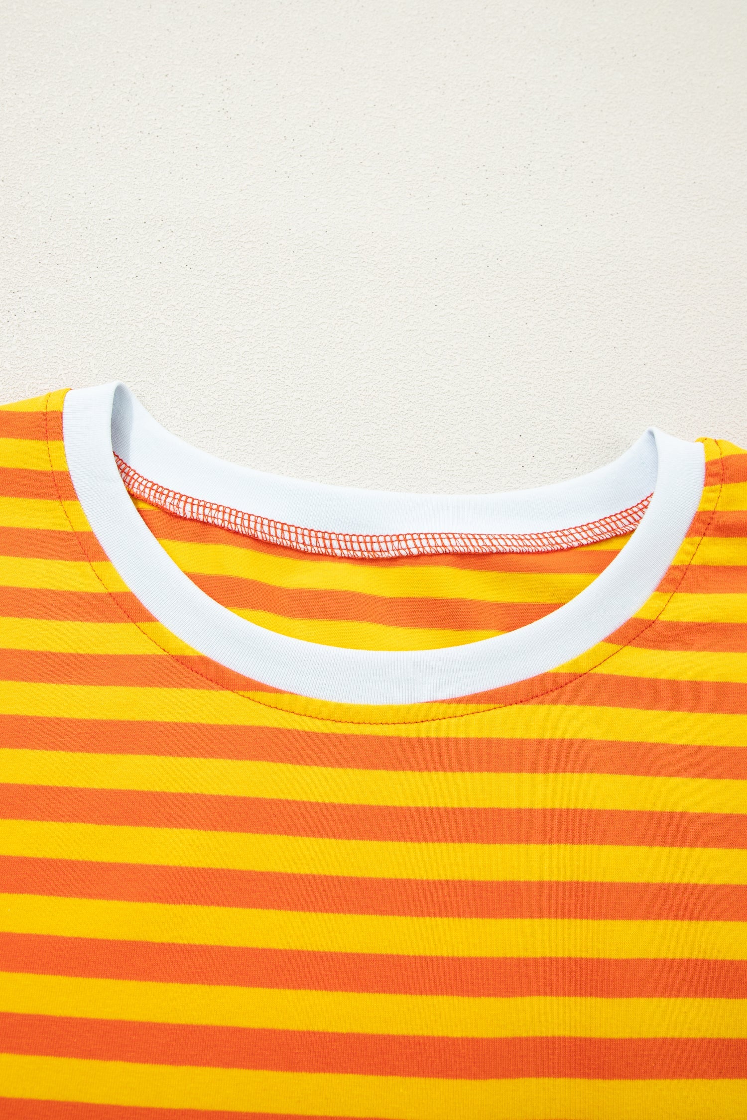Stripe Contrast Crew Neck Drop Shoulder Tee