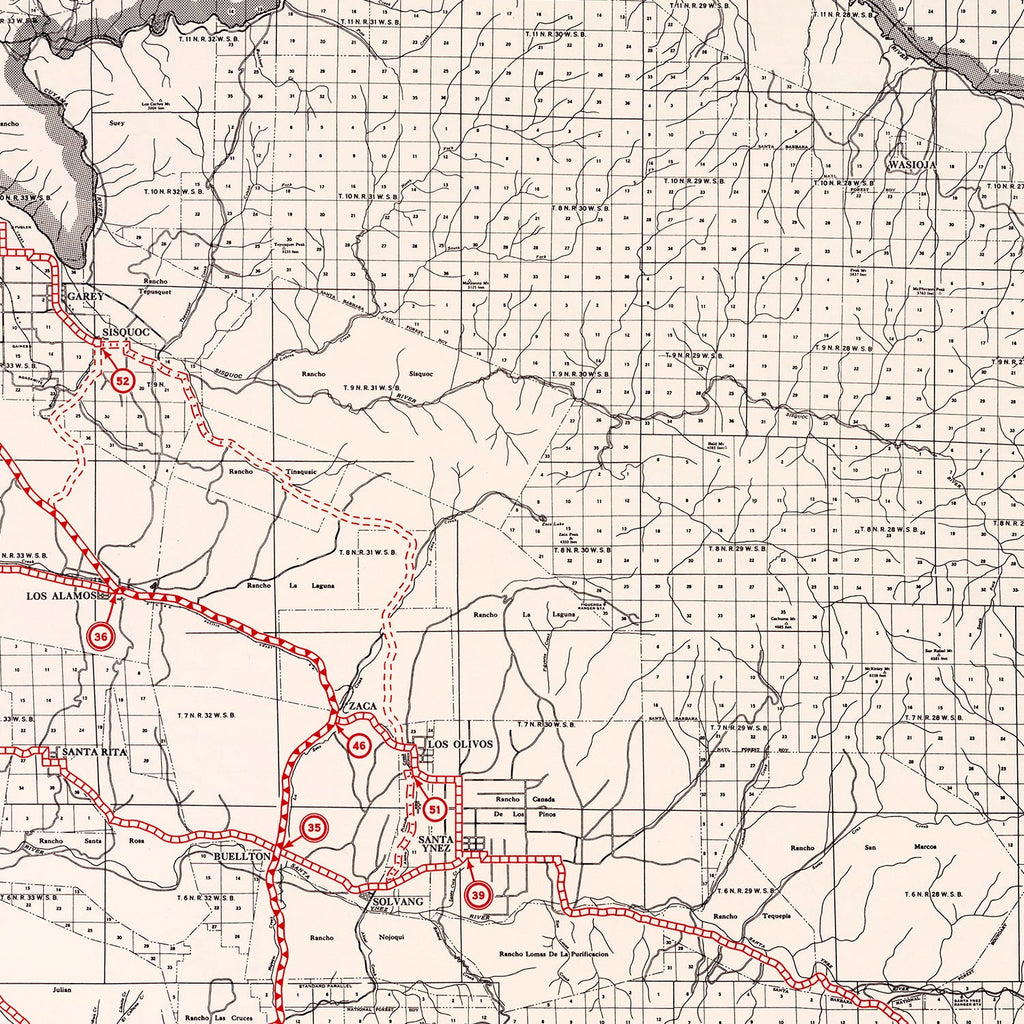Vintage Map of Santa Barbara County, California 1935