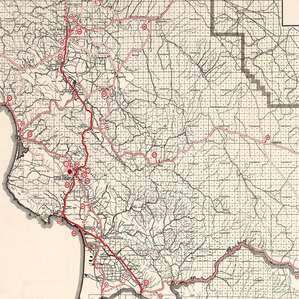 Vintage Map of San Luis Obispo, California 1935