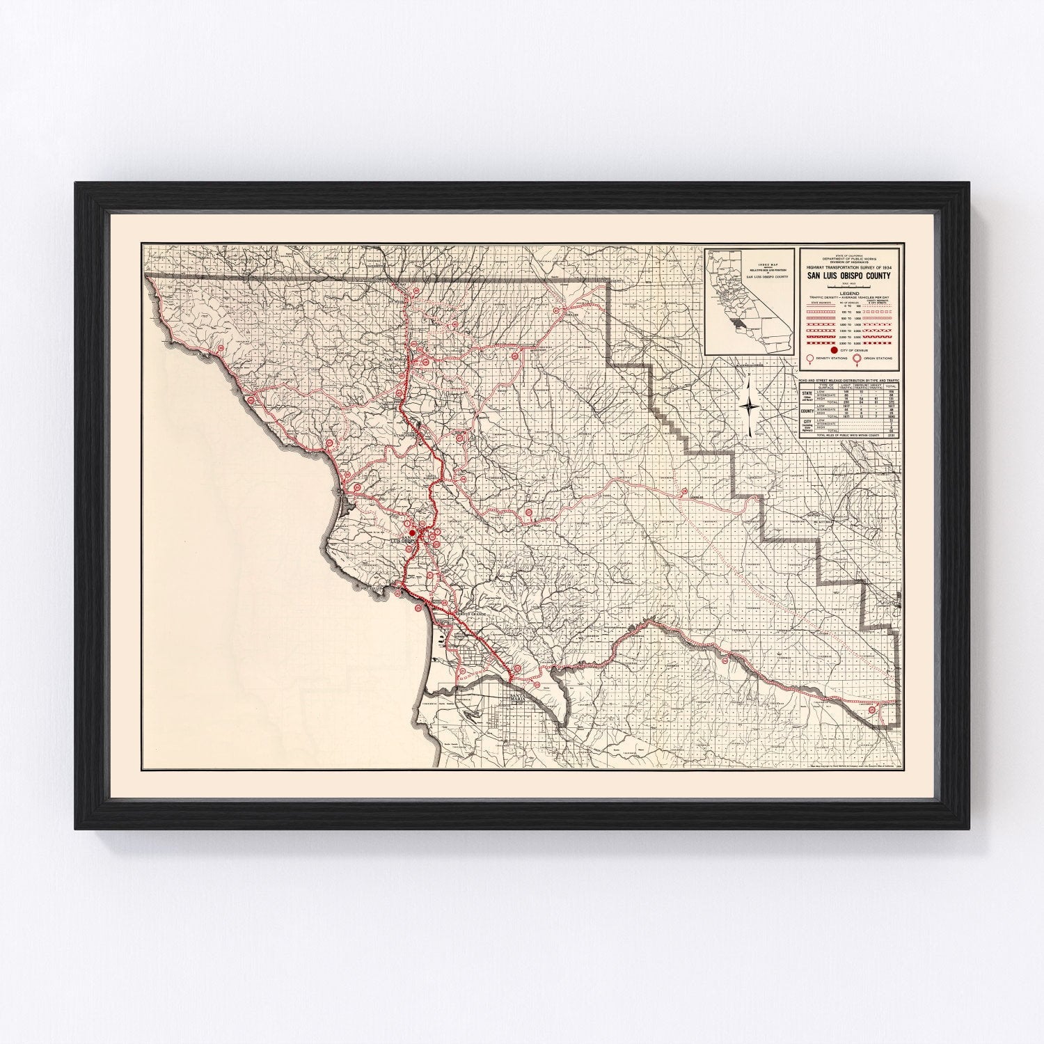 Vintage Map of San Luis Obispo, California 1935