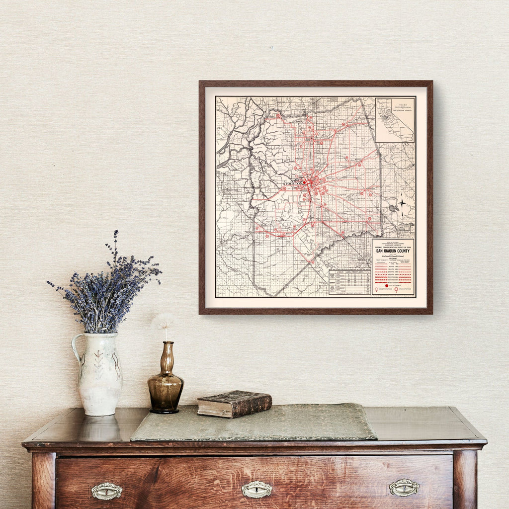 Vintage Map of San Joaquin County, California 1935