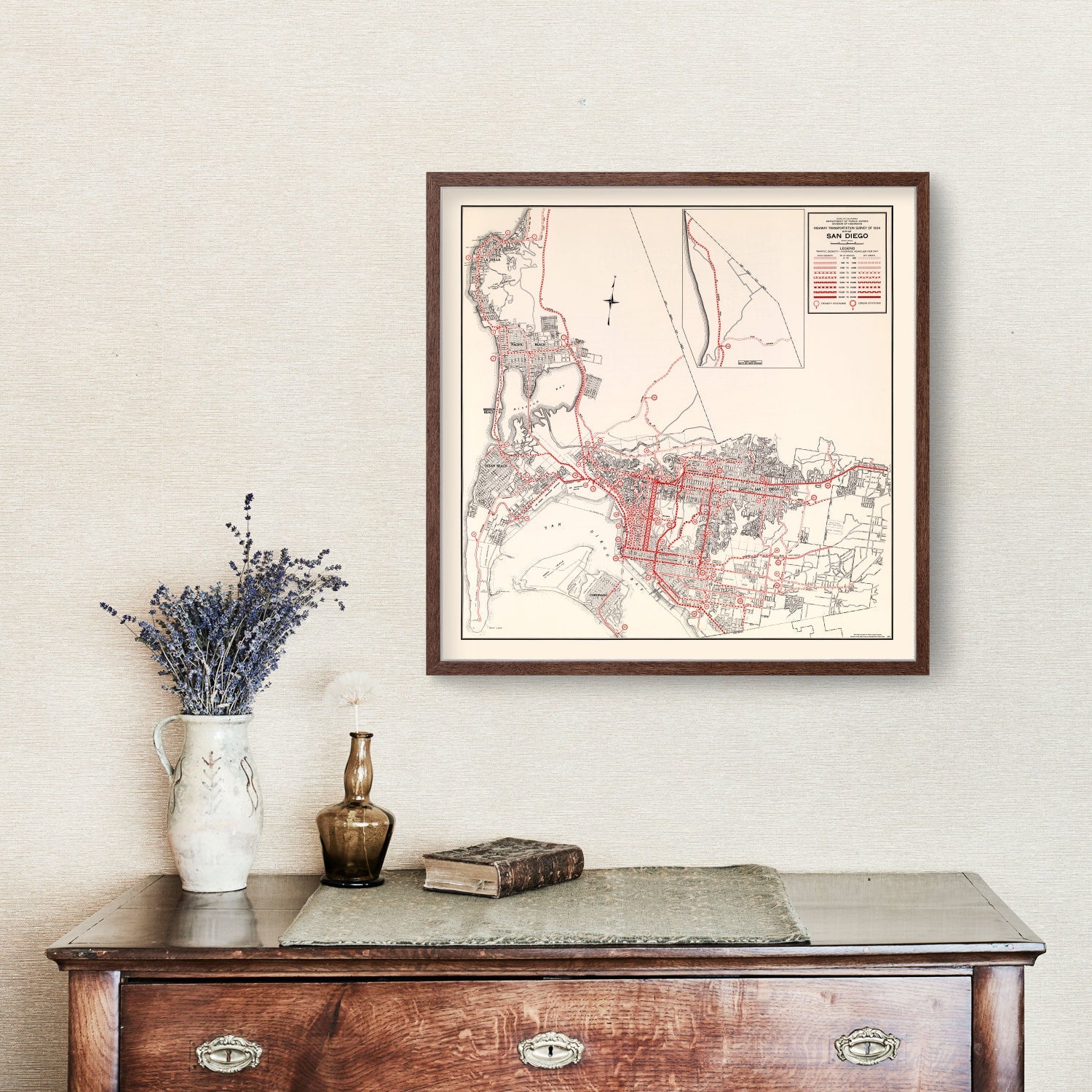 Vintage Map of San Diego, California 1935