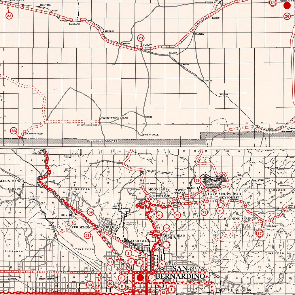 Vintage Map of San Bernadino County, California 1935