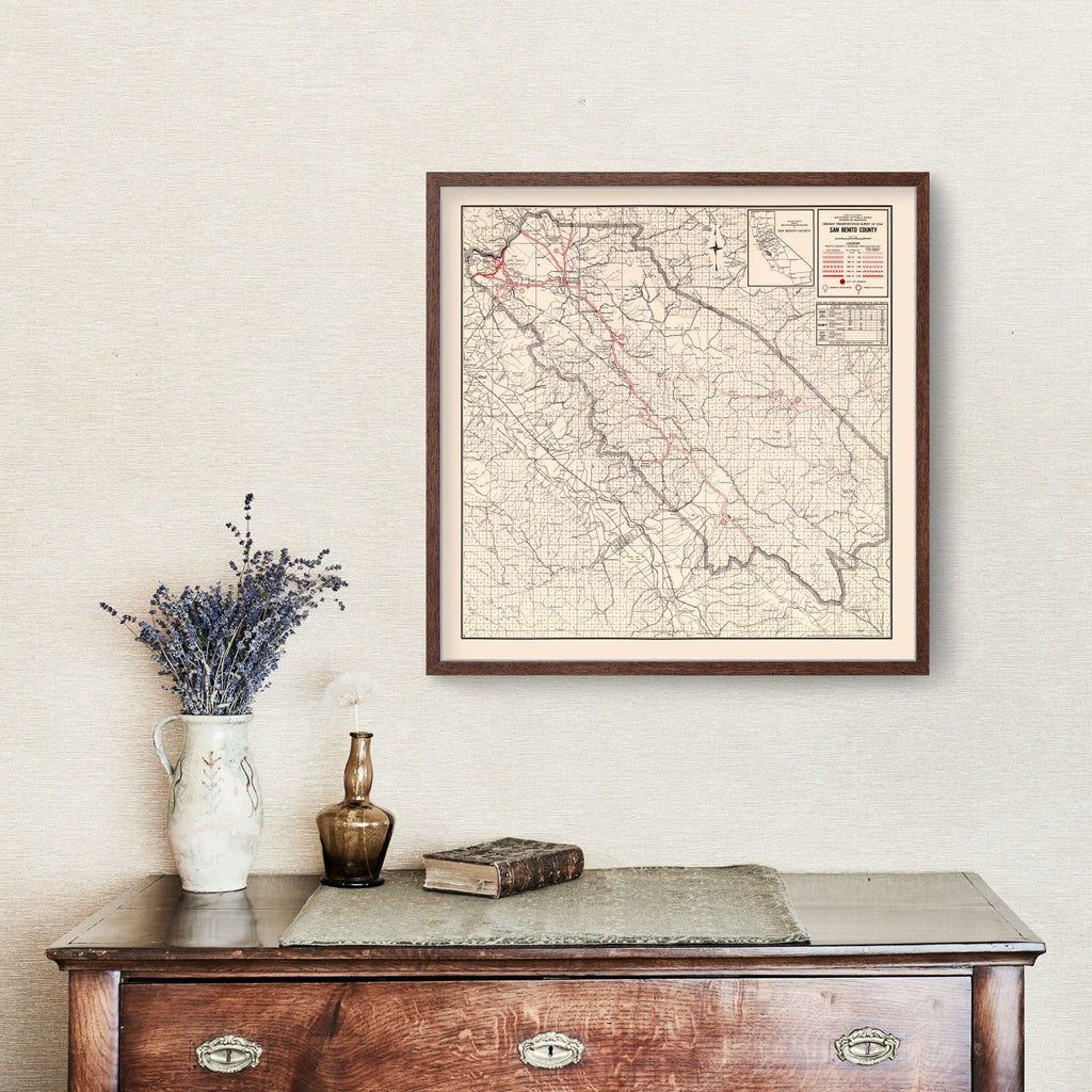 Vintage Map of San Benito County, California 1935