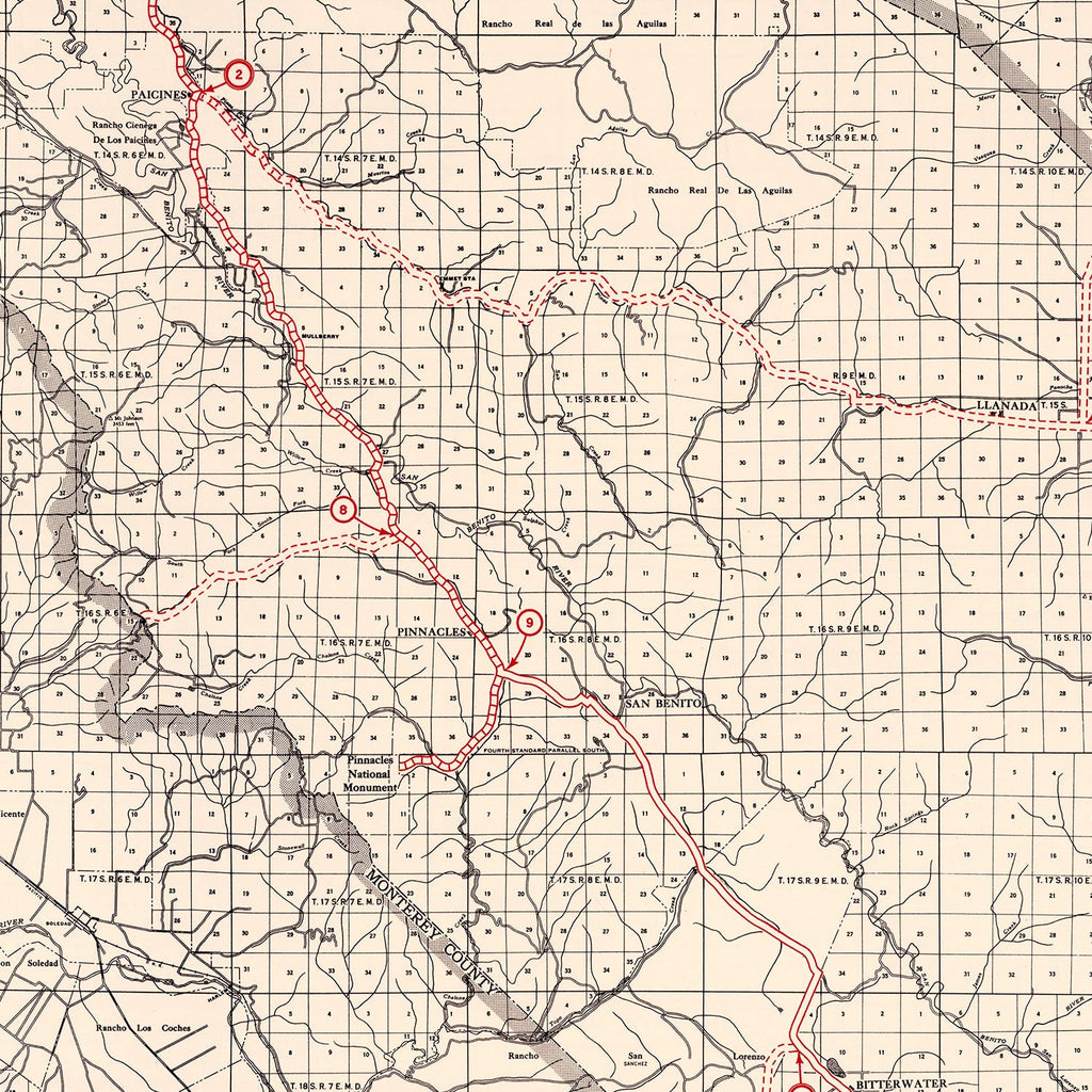 Vintage Map of San Benito County, California 1935