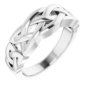 14K White Gold Celtic-Inspired Ring