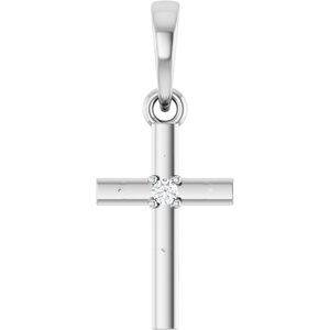 Platinum .015 CT Natural Diamond Cross Pendant