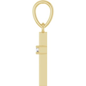 14K Yellow Gold .015 CT Natural Diamond Cross Pendant