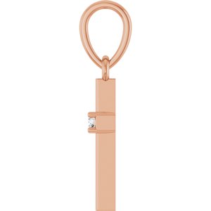 14K Rose Gold .015 CT Natural Diamond Cross Pendant