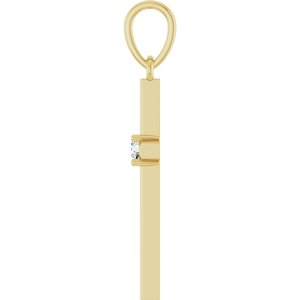 14K Yellow Gold .06 CT Natural Diamond Cross Pendant