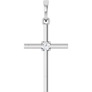 Platinum .06 CT Natural Diamond Cross Pendant