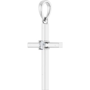 Platinum .06 CT Natural Diamond Cross Pendant
