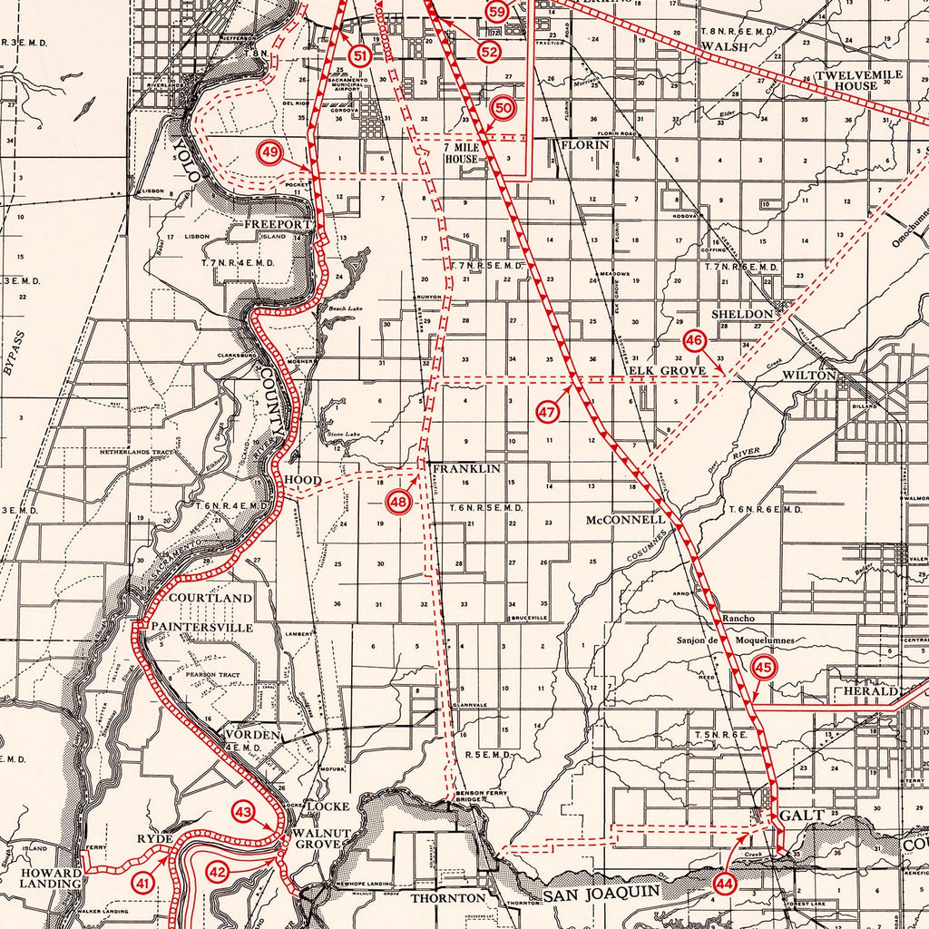 Vintage Map of Sacramento County, California 1935