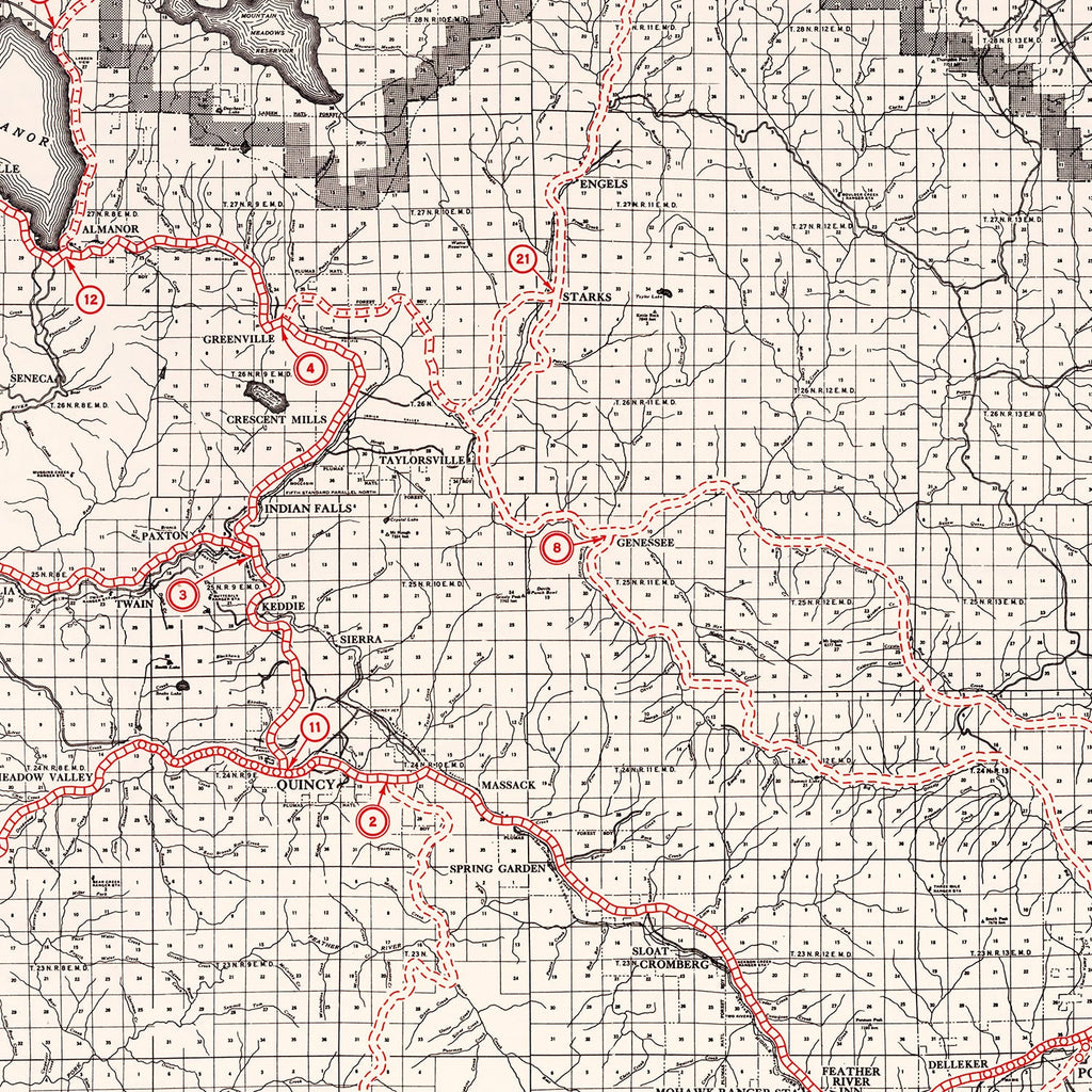 Vintage Map of Plumas County, California 1935