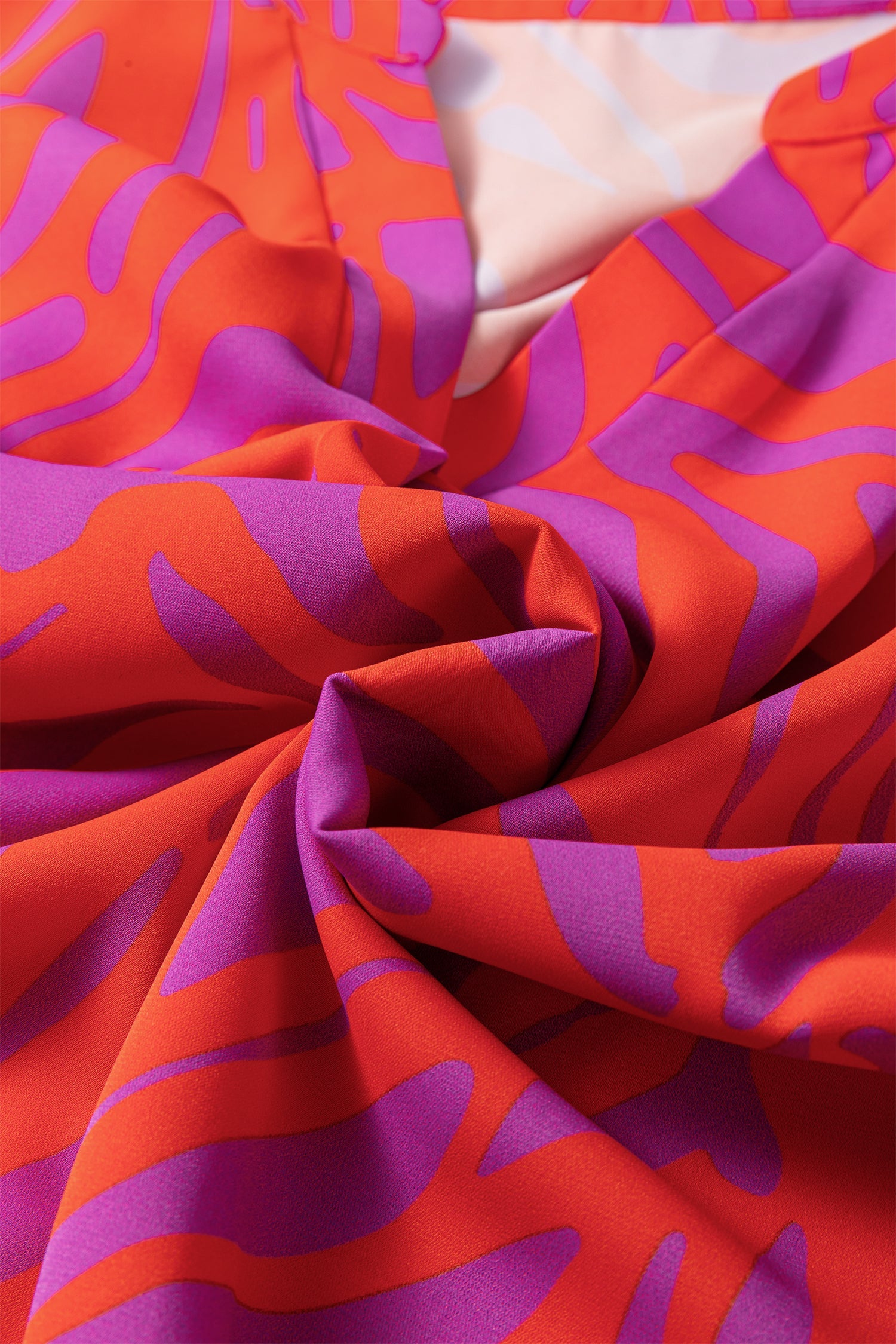 V-Neck Abstract Short Sleeve Cuff Blouse