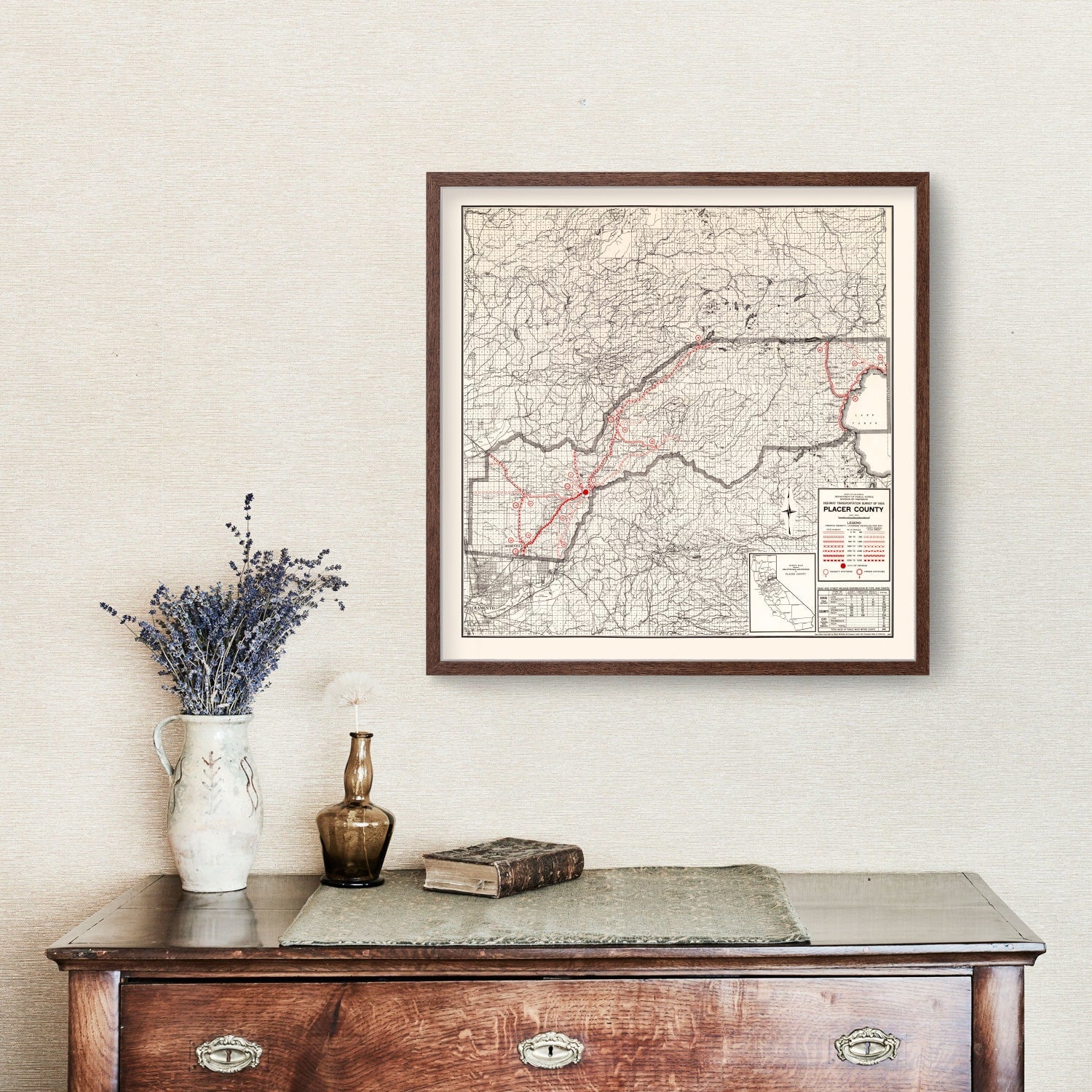 Vintage Map of Placer County, California 1935
