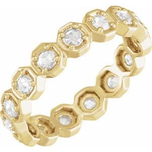 14K Yellow 3/4 CTW Natural Rose-Cut Diamond Eternity Band Size 6