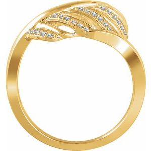 14K Yellow Gold 1/5 CTW Natural Diamond Leaf Ring