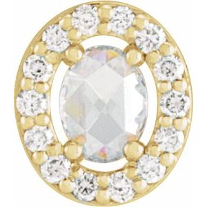 14K Yellow Gold 1/6 CTW Rose-Cut & Faceted Natural Diamond Halo-Style Pendant