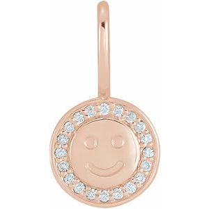 14K Rose Gold .04 CTW Natural Diamond Smiley Face Charm/Pendant