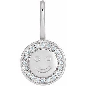 Sterling Silver .04 CTW Natural Diamond Smiley Face Charm/Pendant