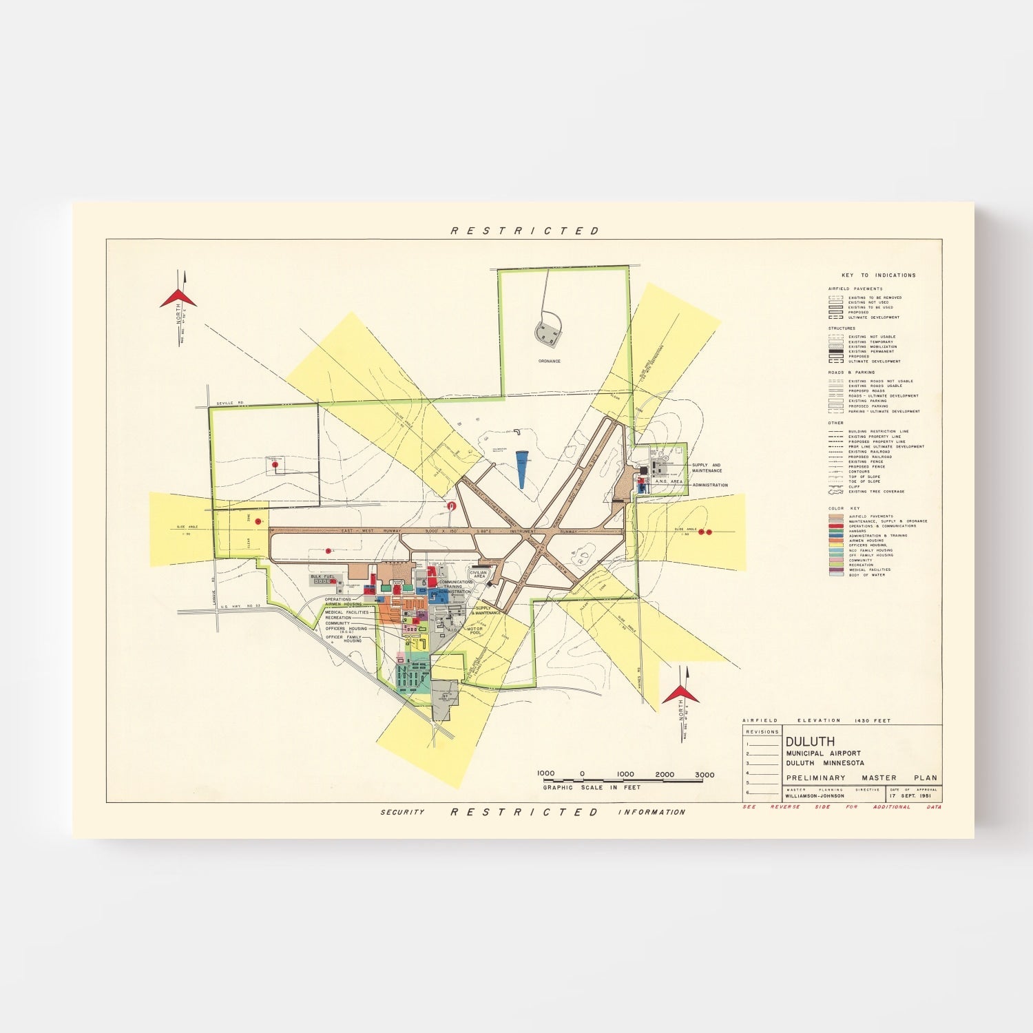 Vintage Map of Duluth Municipal Airport, 1951
