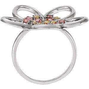 14K White Gold Peridot & Natural Pink Tourmaline Floral Ring