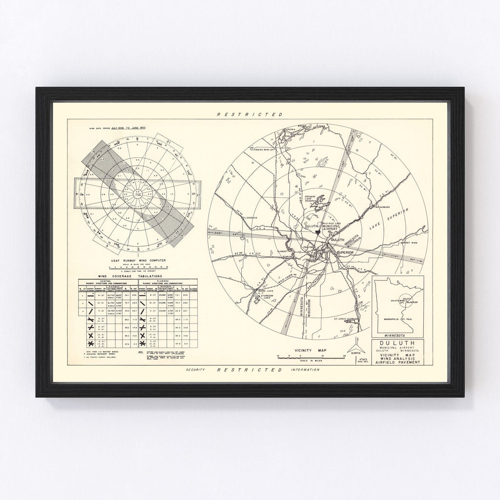 Vintage Map of the Duluth Municipal Airport Vicinity, 1951