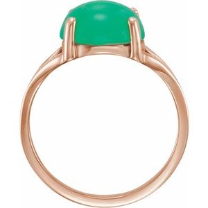 14K Rose Gold 10 mm Natural Blue Chalcedony Cabochon Ring
