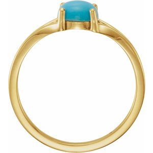 14K Yellow Gold 6 mm Natural Turquoise Cabochon Ring
