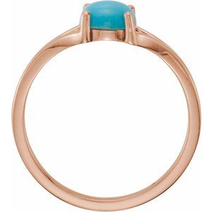 14K Rose Gold 6 mm Natural Turquoise Cabochon Ring