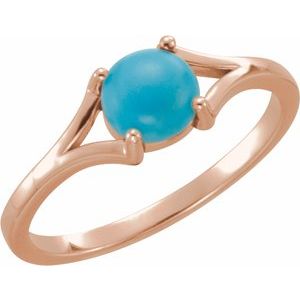 14K Rose Gold 6 mm Natural Turquoise Cabochon Ring