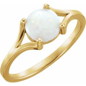 14K Yellow Gold 8 mm Natural Black Onyx Cabochon Ring