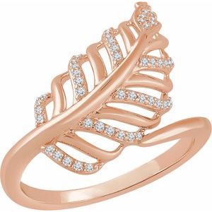 14K Rose Gold 1/5 CTW Natural Diamond Leaf Ring