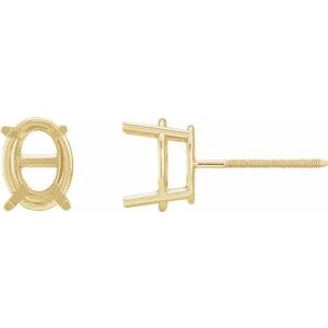 14K Yellow Gold 9x7 mm Oval 4-Prong Lightweight Earring Mounting