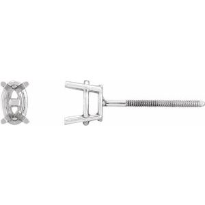 14K White Gold 7x5 mm Oval 4-Prong Lightweight Earring Mounting