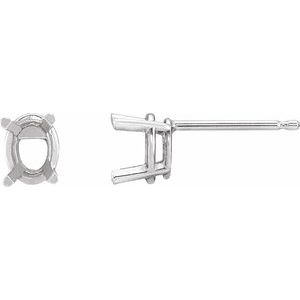 Sterling Silver 4x3 mm Oval 4-Prong Lightweight Earring Mounting