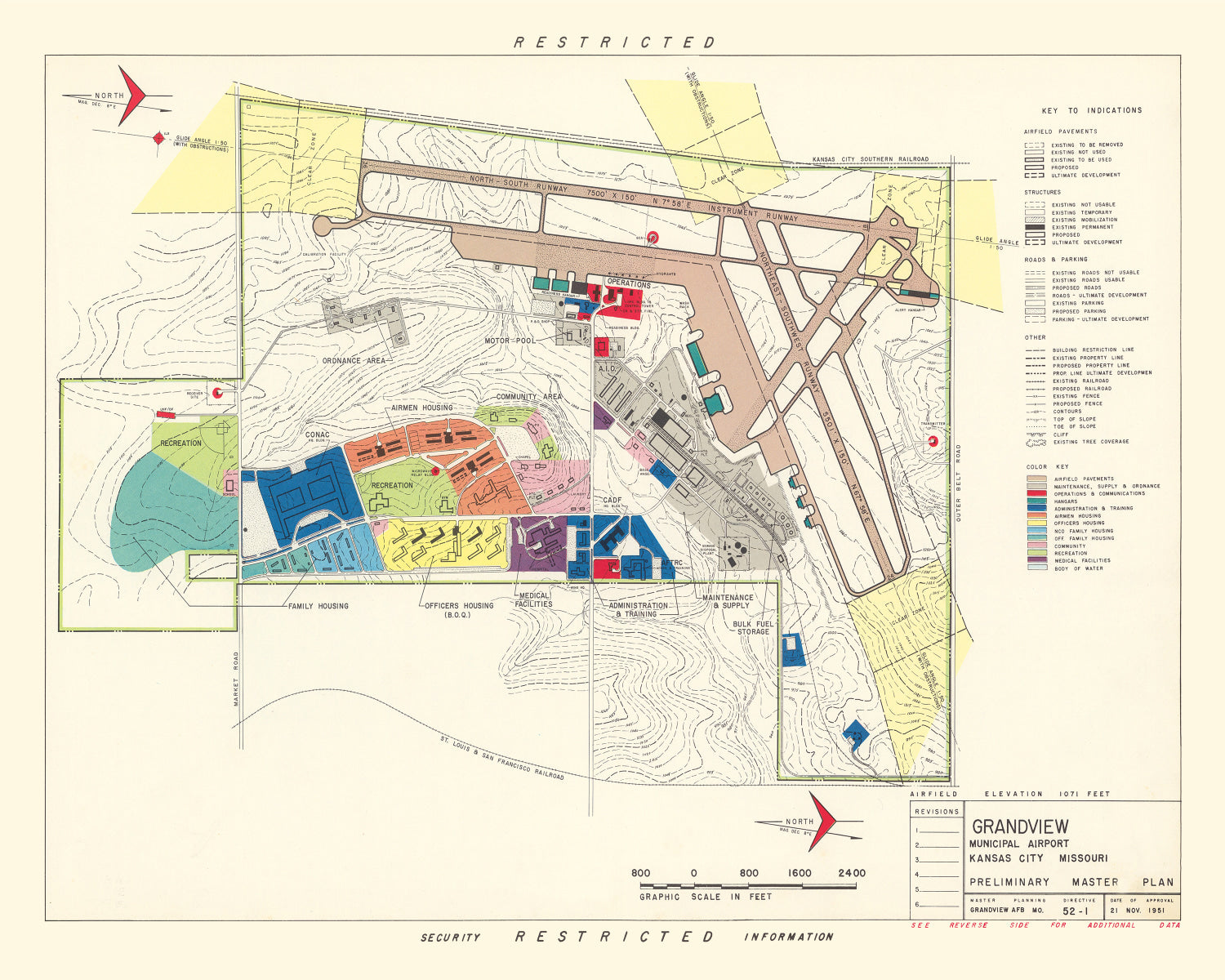 Vintage Map of Grandview Municipal airport, 1952