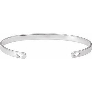 14K White Engravable Diamond Pierced Cuff 7" Bracelet