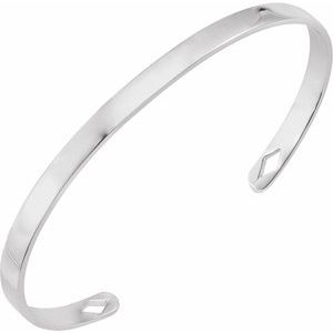 Sterling Silver Engravable Diamond Pierced Cuff 7" Bracelet