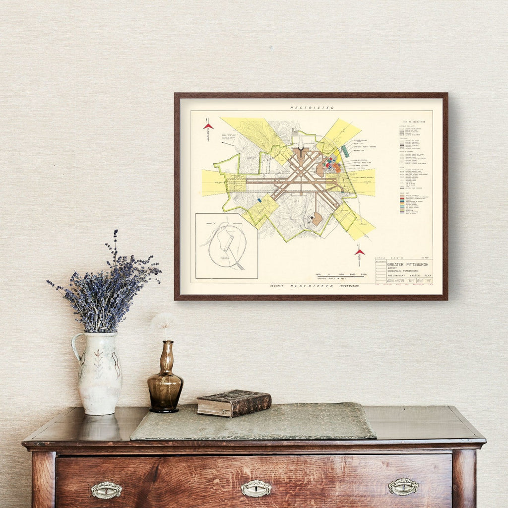 Vintage Map of Greater Pittsburgh Airport, 1951