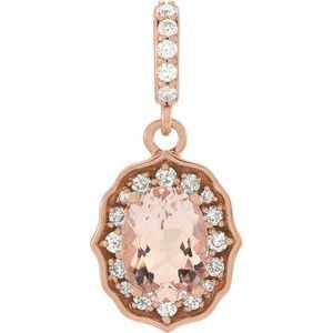 14K Rose Gold Natural Peach Morganite & 1/6 CTW Natural Diamond Pendant