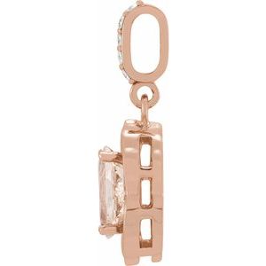 14K Rose Gold Natural Peach Morganite & 1/6 CTW Natural Diamond Pendant