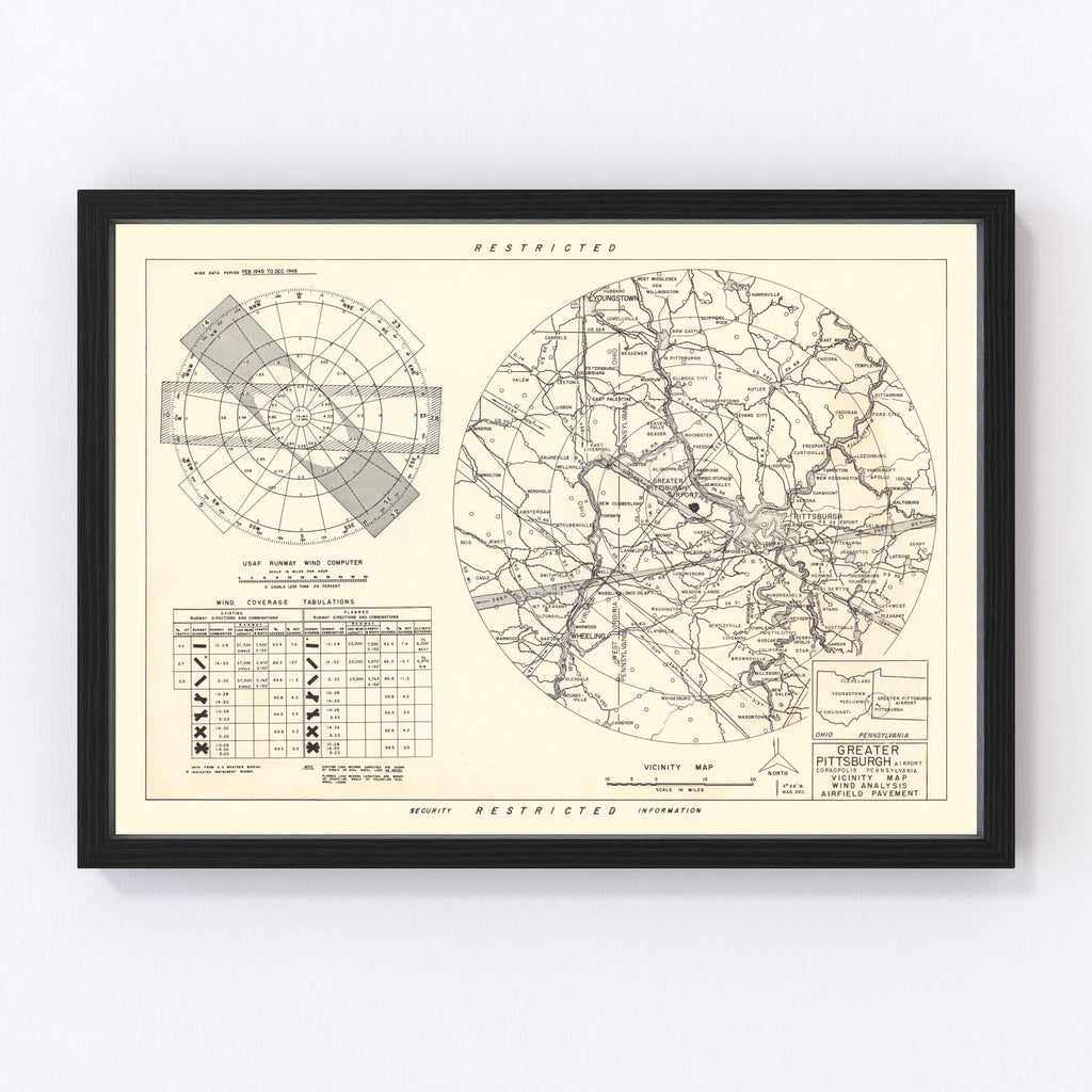 Vintage Map of the Greater Pittsburgh Airport Vicinity, 1951