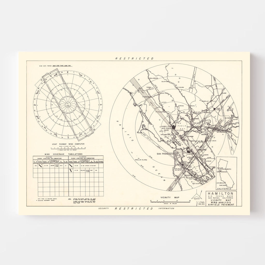 Vintage Map of the Hamilton Air Force Base Vicinity, 1951