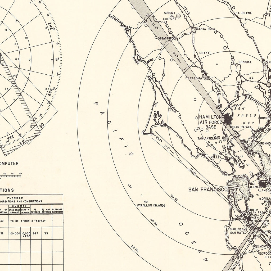 Vintage Map of the Hamilton Air Force Base Vicinity, 1951