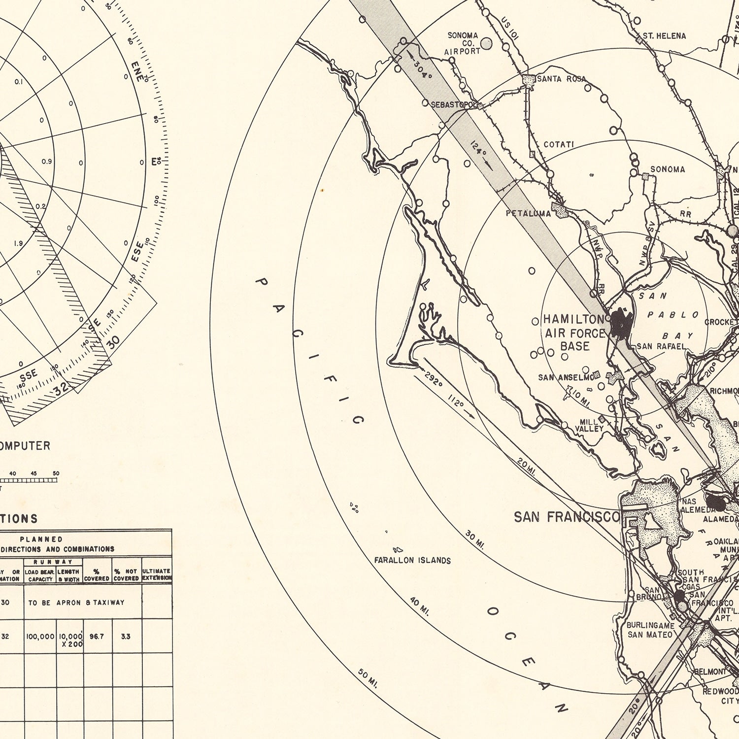 Vintage Map of the Hamilton Air Force Base Vicinity, 1951