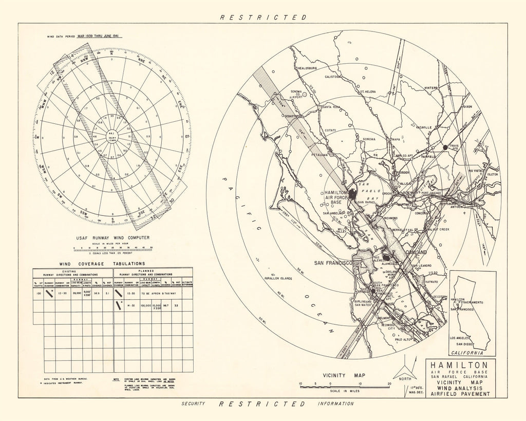 Vintage Map of the Hamilton Air Force Base Vicinity, 1951