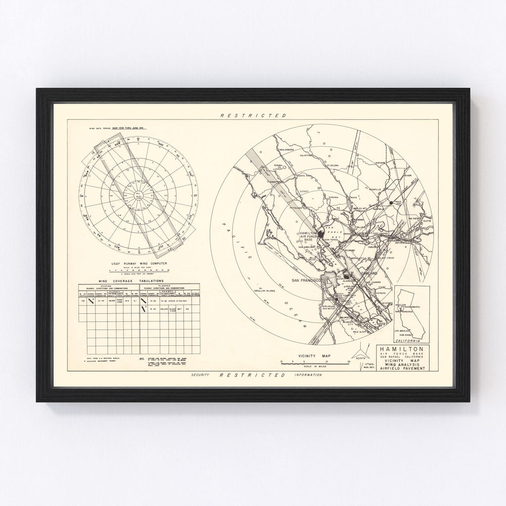 Vintage Map of the Hamilton Air Force Base Vicinity, 1951