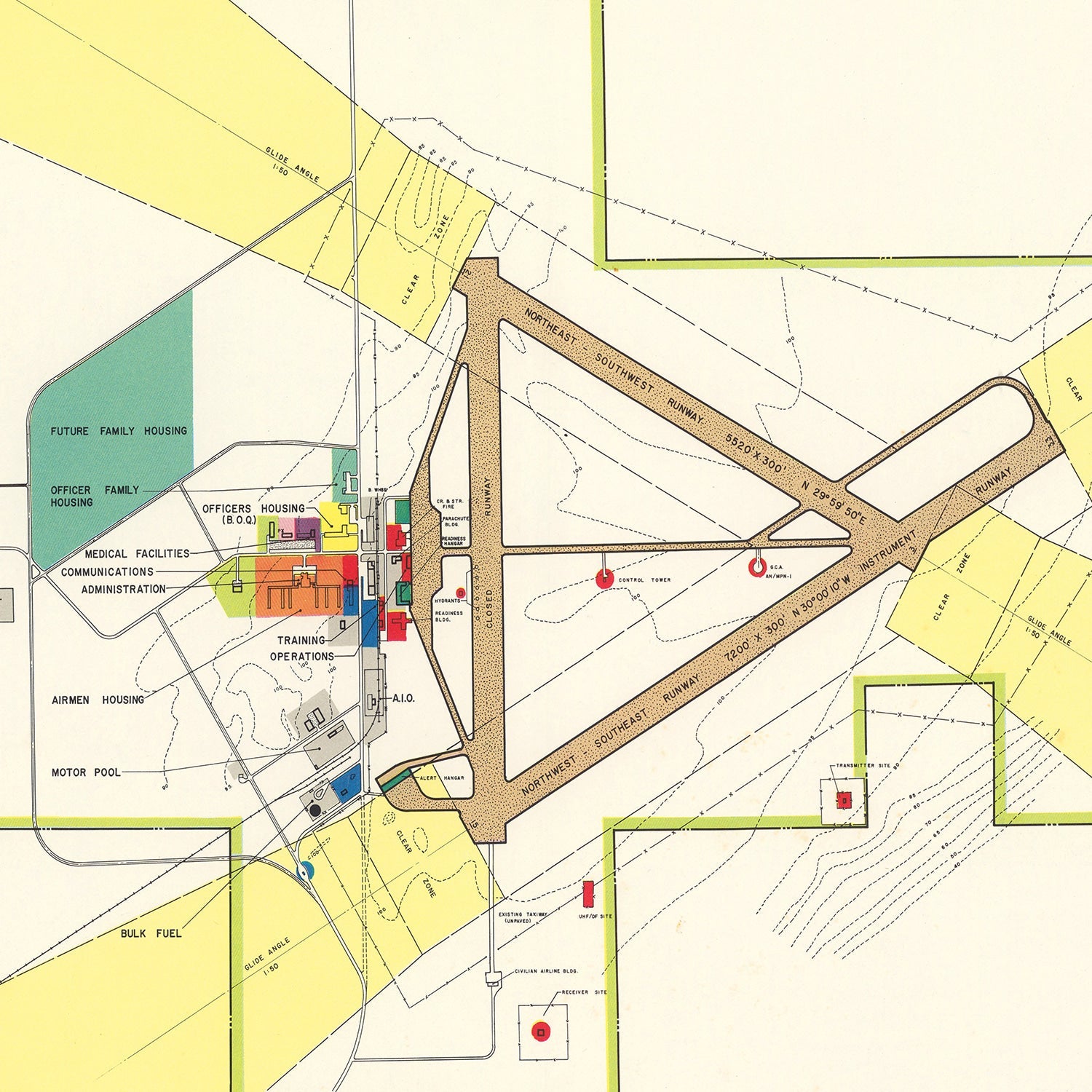 Vintage Map of Kinross Air Force Base, 1951